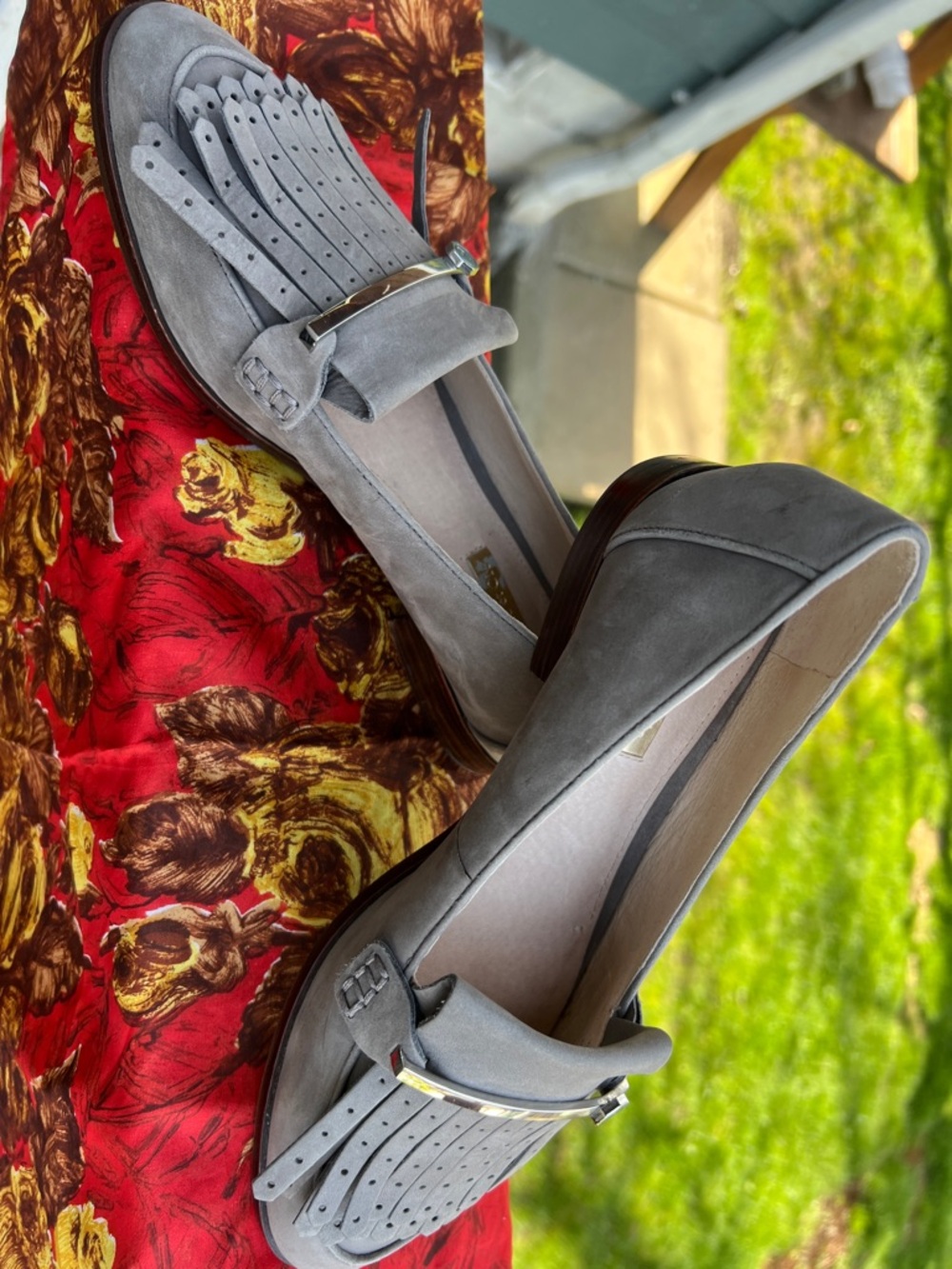 Louise et Cie Gray Suede Fringe Loafers